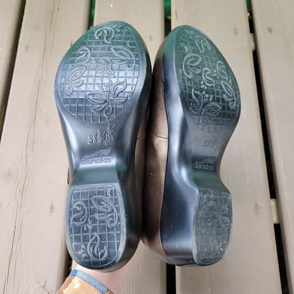 Dansko Ainsley Bronze Metallic Leather Bow Loafers Mary Jane Clogs 38 - Picture 6 of 8